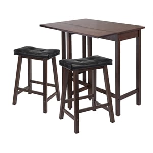 Winsome Lynnwood 3-Piece Drop Leaf Solid Wood Dining Set in Antique Walnut