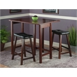 Winsome Lynnwood 3-Piece Drop Leaf Solid Wood Dining Set in Antique Walnut