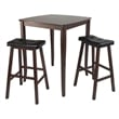 Winsome Inglewood 3-Piece Square Solid Wood Pub Set in Antique Walnut