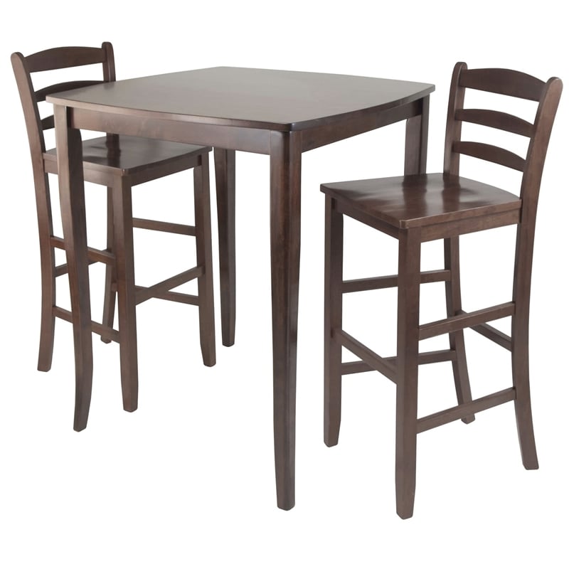 Winsome Inglewood 3 Pieces Square Solid Wood Pub Set in Antique Walnut