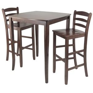 Winsome Inglewood 3 Pieces Square Solid Wood Pub Set in Antique Walnut