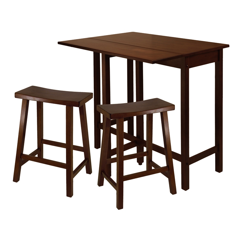 Winsome Lynnwood 3 Pieces Solid Wood Dining Set in Antique Walnut