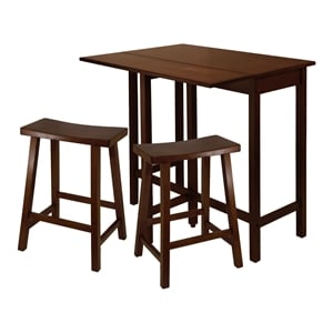 Winsome Lynnwood 3 Pieces Solid Wood Dining Set in Antique Walnut