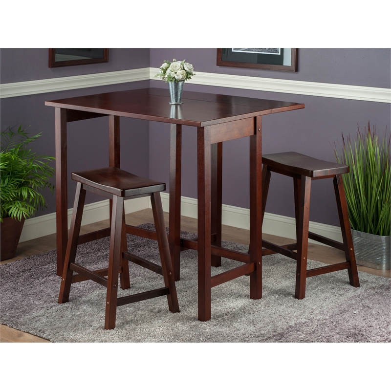 Winsome Lynnwood 3 Pieces Solid Wood Dining Set in Antique Walnut