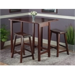Winsome Lynnwood 3 Pieces Solid Wood Dining Set in Antique Walnut