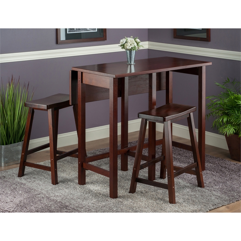 Winsome Lynnwood 3 Pieces Solid Wood Dining Set in Antique Walnut