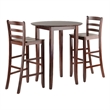 Winsome Fiona 3-Piece Transitional Solid Wood Pub Set in Antique Walnut