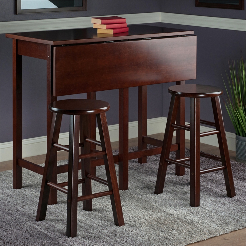 Winsome Lynnwood 3 Piece Kitchen Dining Set in Antique Walnut