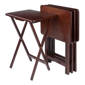 Winsome Alex Rectangle Transitional Solid Wood TV Table in Walnut (Set of 4)