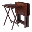 Winsome Alex Rectangle Transitional Solid Wood TV Table in Walnut (Set of 4)