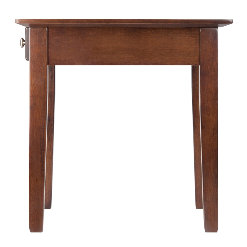 Winsome Rochester Solid Wood End Table with One Drawer in Antique Walnut