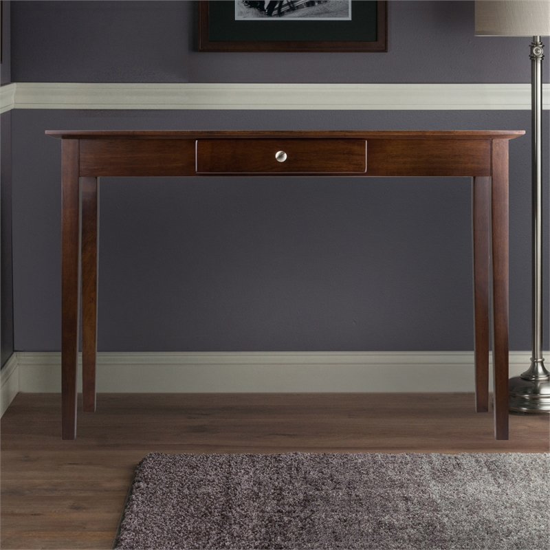 Winsome Rochester Transitional Solid Wood Console Table with One Drawer - Walnut