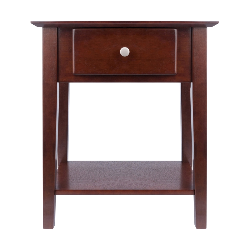 Winsome Rochester Shaker Solid Wood Nightstand with Drawer in Antique Walnut