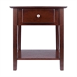 Winsome Rochester Shaker Solid Wood Nightstand with Drawer in Antique Walnut