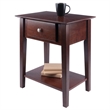Winsome Rochester Shaker Solid Wood Nightstand with Drawer in Antique Walnut