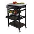Winsome Julia Utility Transitional Solid Wood Kitchen Cart in Black Granite Top