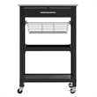 Winsome Julia Utility Transitional Solid Wood Kitchen Cart in Black Granite Top