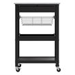 Winsome Julia Utility Transitional Solid Wood Kitchen Cart in Black Granite Top