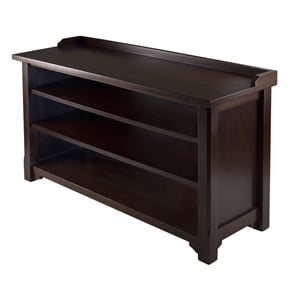 Winsome Dayton Storage Hall Bench Solid Wood Shoe Rack with Shelves in Walnut