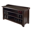 Winsome Dayton Storage Hall Bench Solid Wood Shoe Rack with Shelves in Walnut