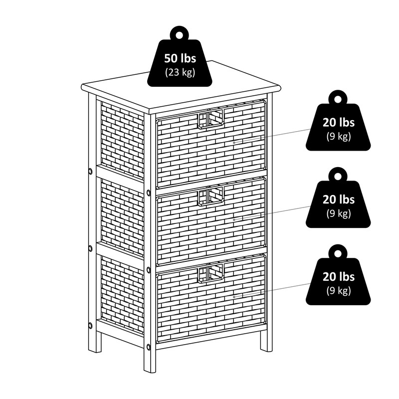 Winsome Omaha Transitional Solid Wood Storage Rack w/ 3 Foldable Baskets - Black