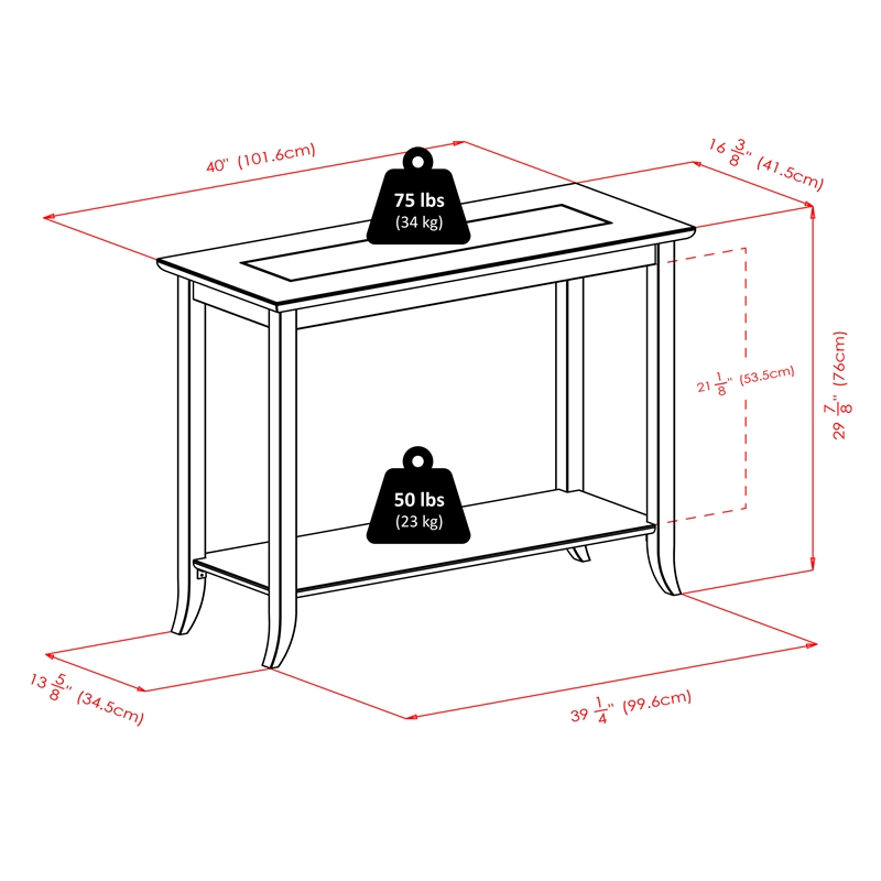 Winsome Genoa Rectangular Transitional Solid Wood Console Table in Dark Espresso