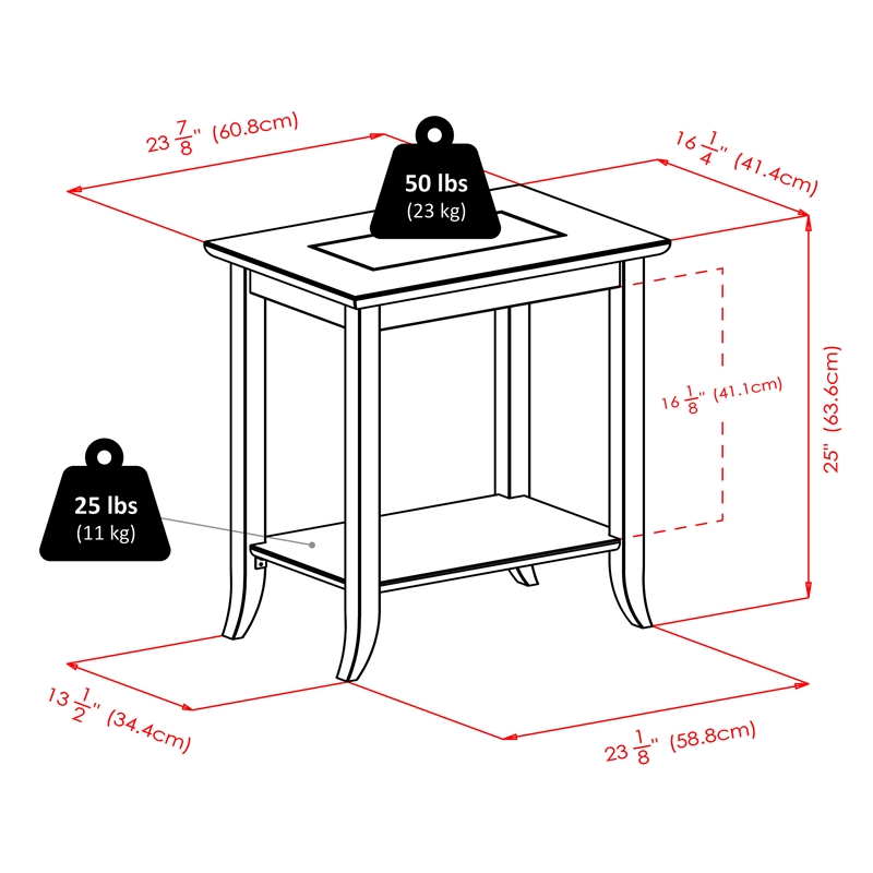 Winsome Genoa Rectangular Solid Wood End Table with Glass Top in Dark Espresso