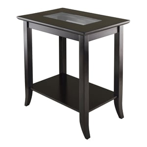 Winsome Genoa Rectangular Solid Wood End Table with Glass Top in Dark Espresso