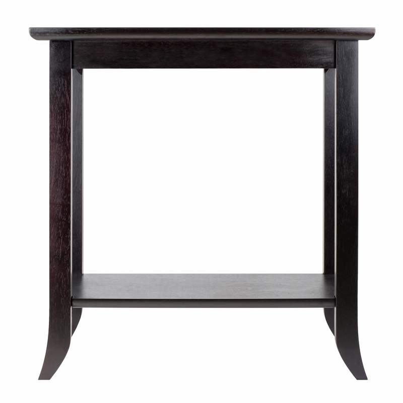Winsome Genoa Rectangular Solid Wood End Table with Glass Top in Dark Espresso