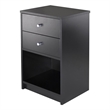 Winsome Ava Transitional Composite Wood Accent Table with Two Drawers in Black