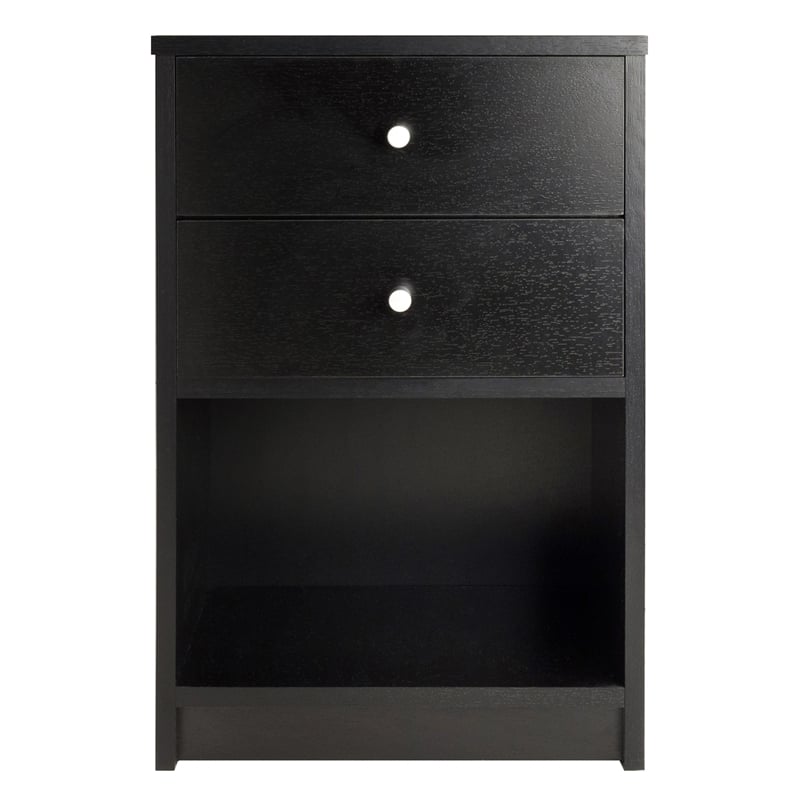 Winsome Ava Transitional Composite Wood Accent Table with Two Drawers in Black