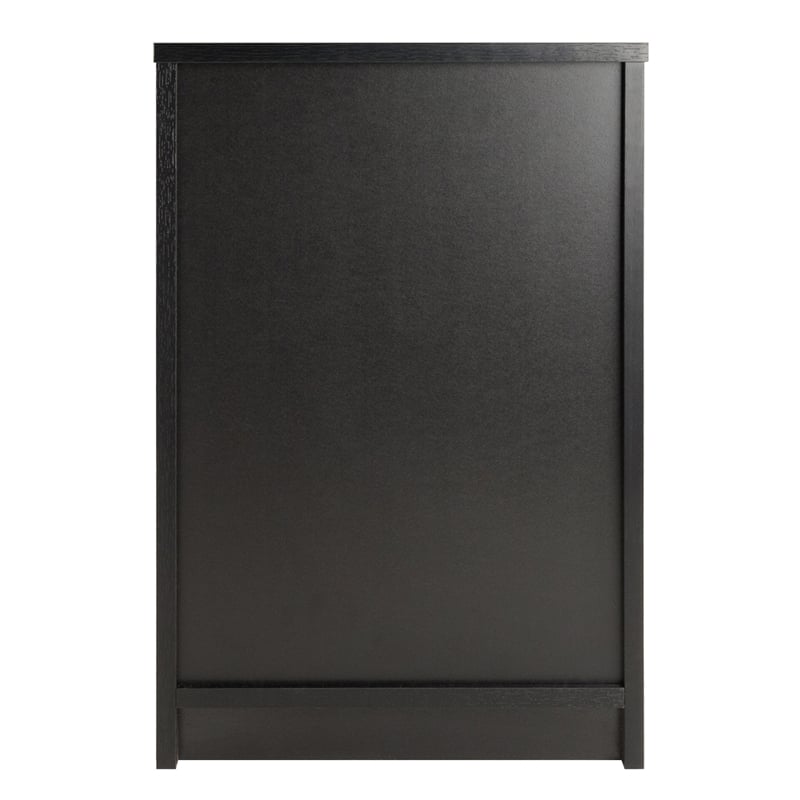 Winsome Ava Transitional Composite Wood Accent Table with Two Drawers in Black