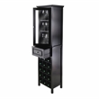 Winsome Burgundy Transitional Wood Wine Rack with Glass in Black