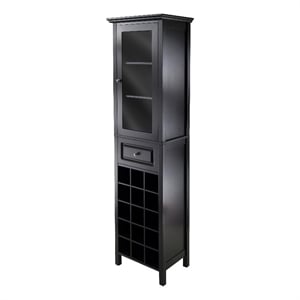 Winsome Burgundy Transitional Wood Wine Rack with Glass in Black