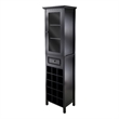 Winsome Burgundy Transitional Wood Wine Rack with Glass in Black