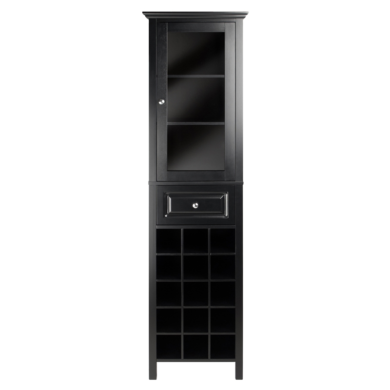 Winsome Burgundy Transitional Wood Wine Rack with Glass in Black