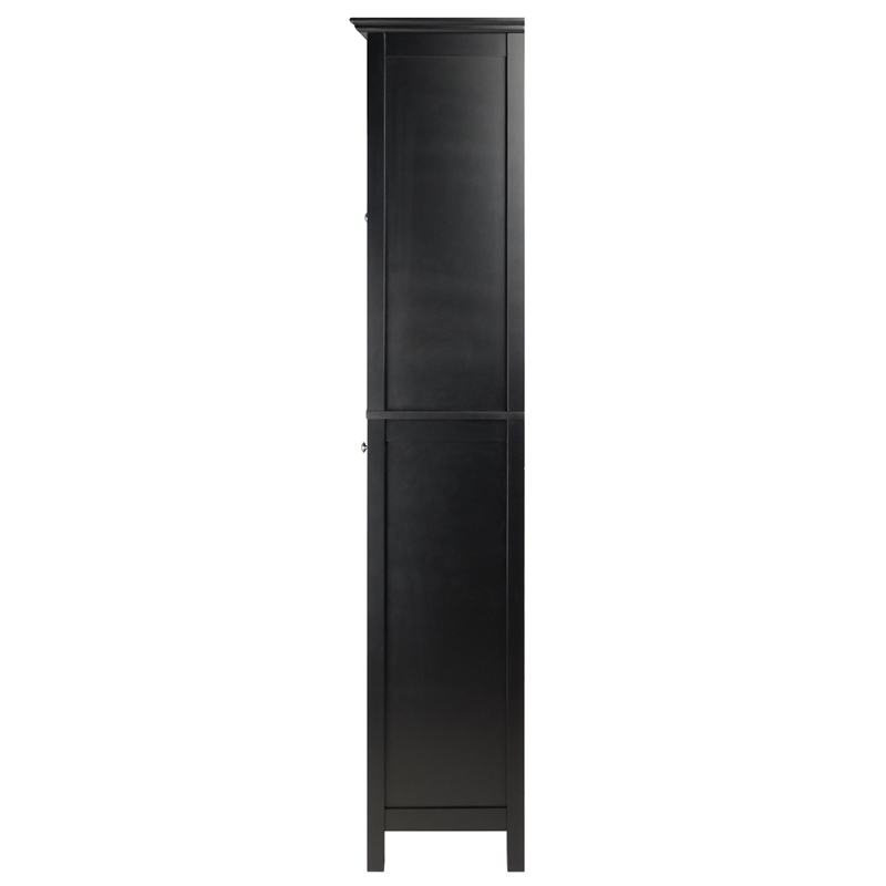 Winsome Burgundy Transitional Wood Wine Rack with Glass in Black