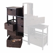 Winsome Omaha Transitional Solid Wood Storage Rack w/ 4 Foldable Baskets - Black