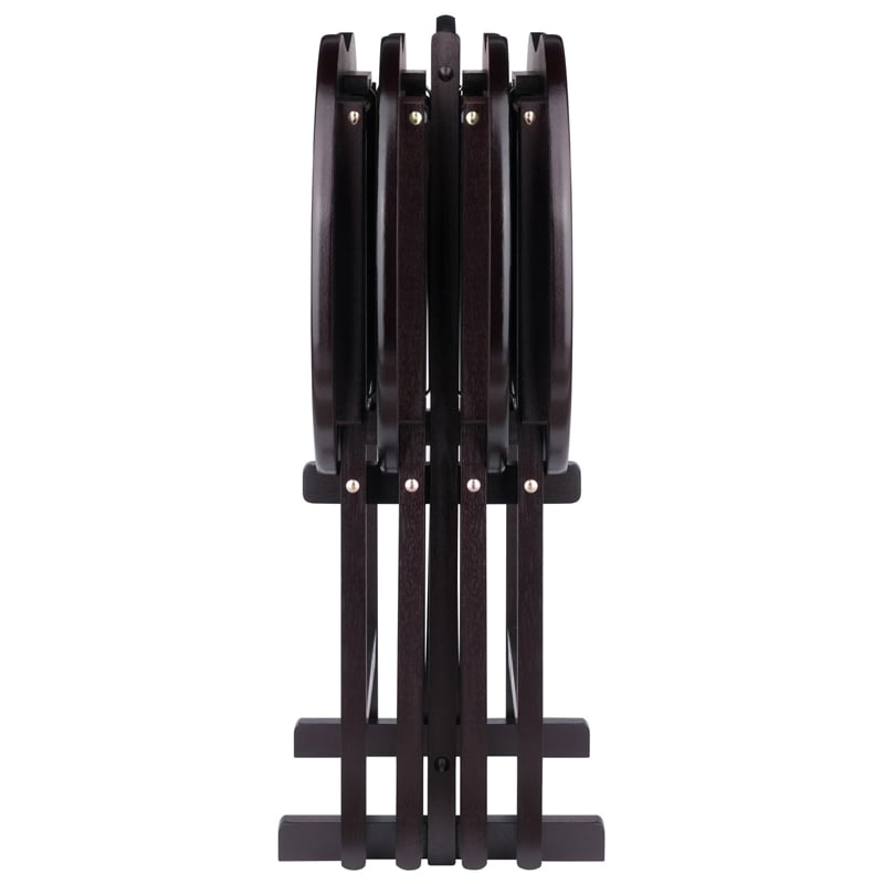 Winsome Skippy 5-Piece Transitional Solid Wood TV Table Set in Espresso