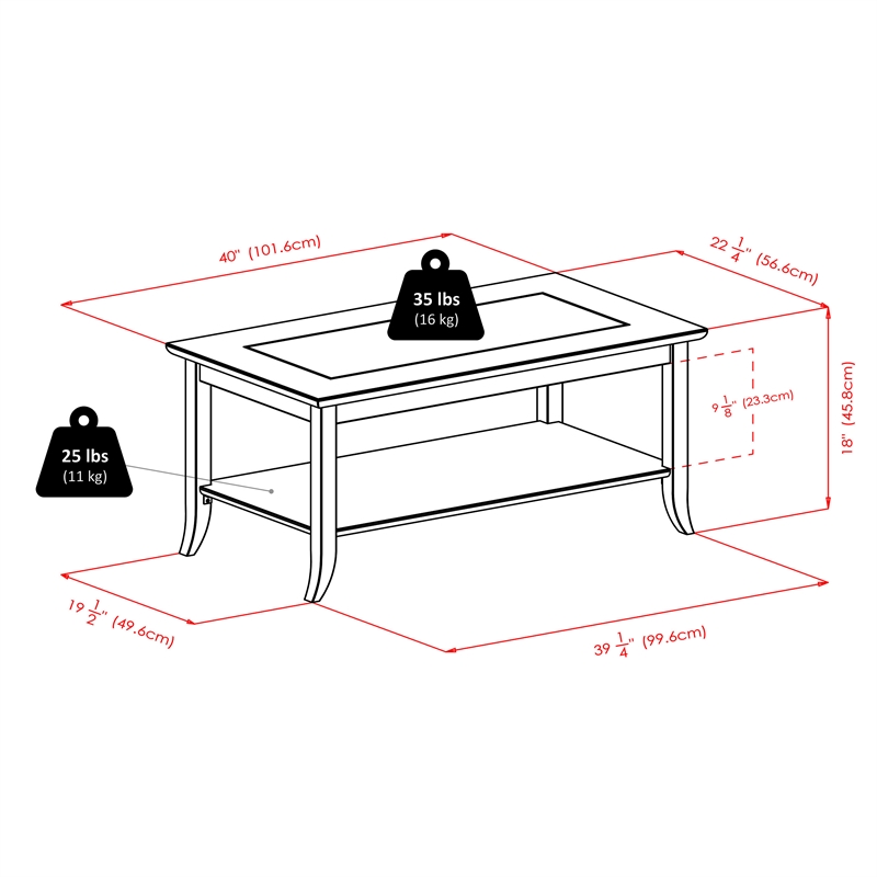 Winsome Genoa Rectangular Transitional Solid Wood Coffee Table in Dark Espresso
