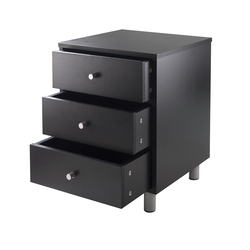 Winsome Daniel Transitional Composite Wood Accent Table with 3-Drawer in Black