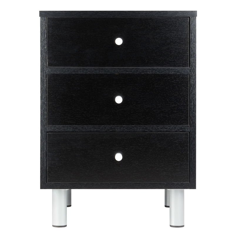 Winsome Daniel Transitional Composite Wood Accent Table with 3-Drawer in Black