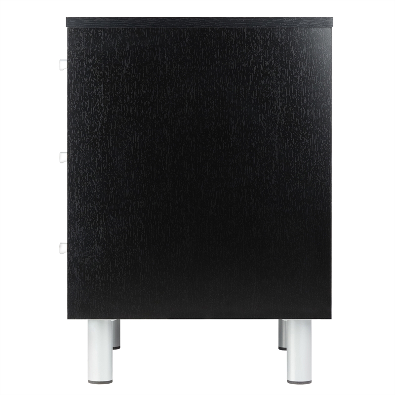 Winsome Daniel Transitional Composite Wood Accent Table with 3-Drawer in Black