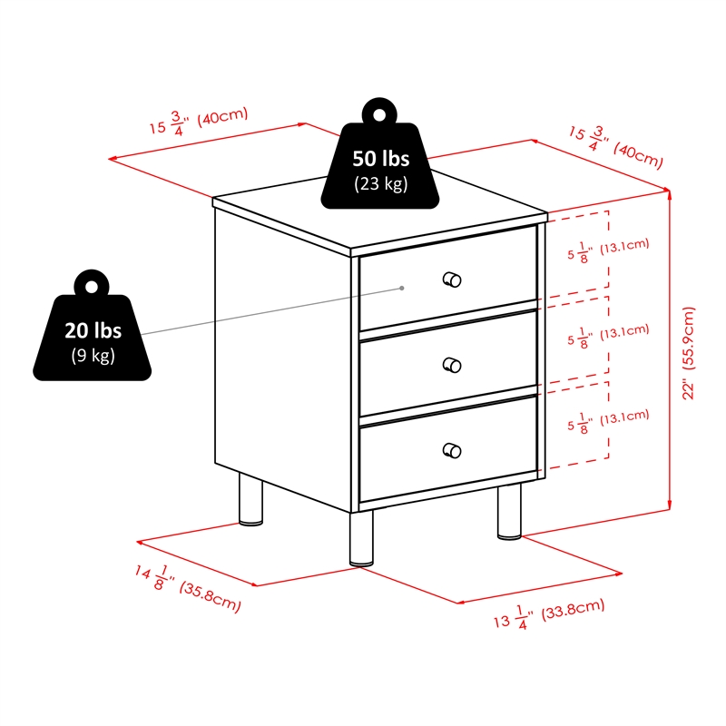 Winsome Daniel Transitional Composite Wood Accent Table with 3-Drawer in Black