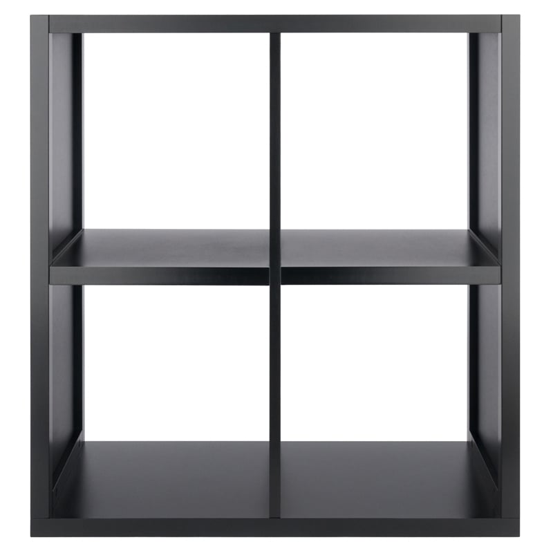 Winsome Timothy 2x2 Wood Storage Cabinet with Wainscoting Panel in Black