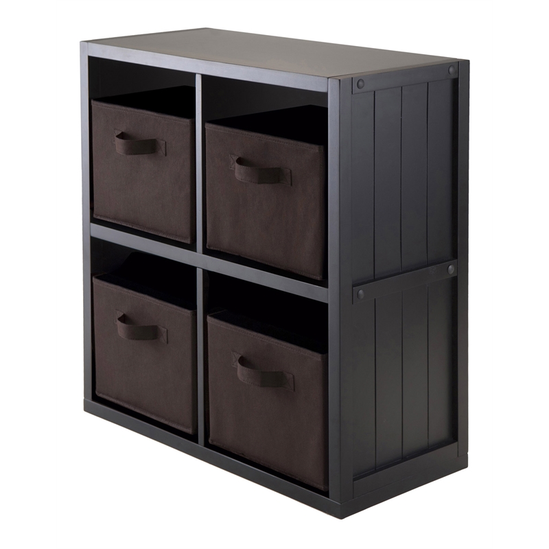 Winsome Timothy 5-Piece Transitional Wood Storage Cabinet in Black
