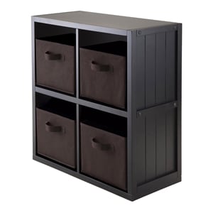 Winsome Timothy 5-Piece Transitional Wood Storage Cabinet in Black