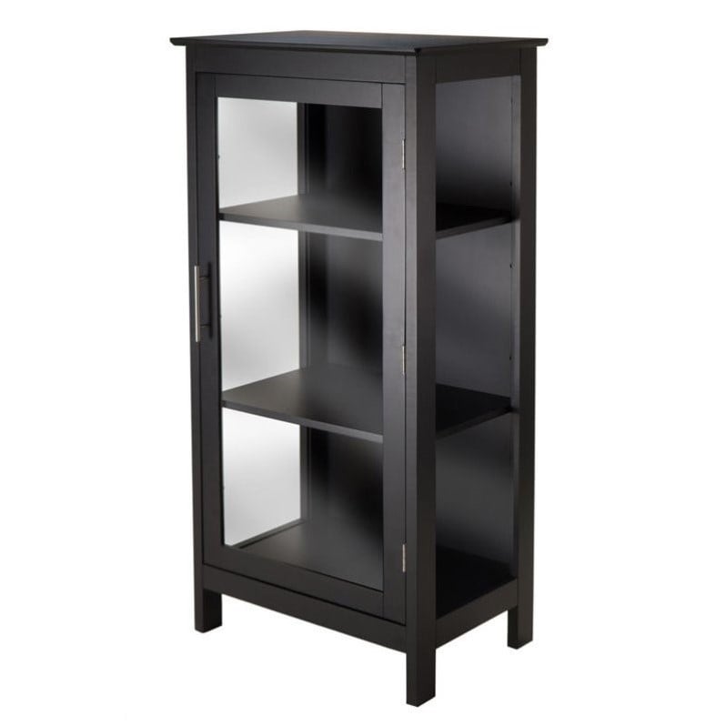 Winsome Poppy Display Transitional Solid Wood/Glass Curio Cabinet in Black