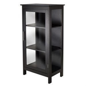 Winsome Poppy Display Transitional Solid Wood/Glass Curio Cabinet in Black