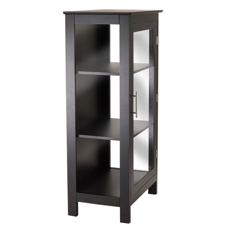 Winsome Poppy Display Transitional Solid Wood/Glass Curio Cabinet in Black